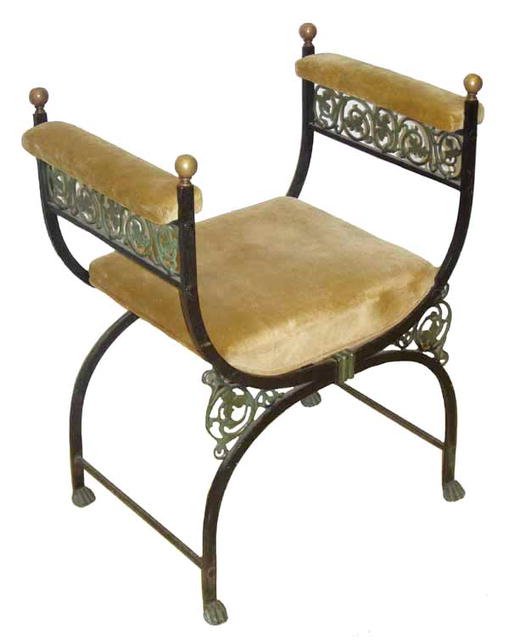 7695 Antique Bronze & Iron Vanity Bench by Oscar Bach (1 of 3)