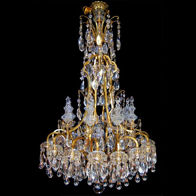 6678 19th C. Bronze and Crystal Chandelier (1 of 7)