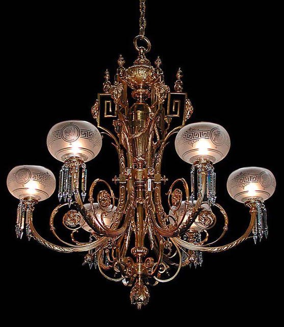 5975 Fantastic 19th C. Chandelier with Globes (1 of 4)