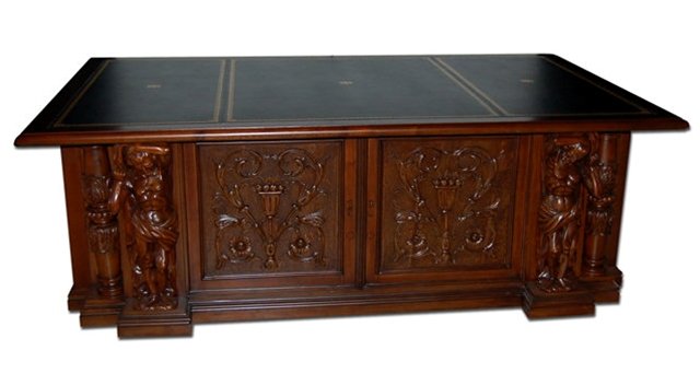 7133 Carved 19th C. Victorian Executive Desk with Gold (1 of 4)