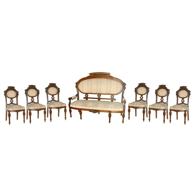 5458 7-Piece Renaissance Revival Parlor Set c. 1880 (1 of 4)