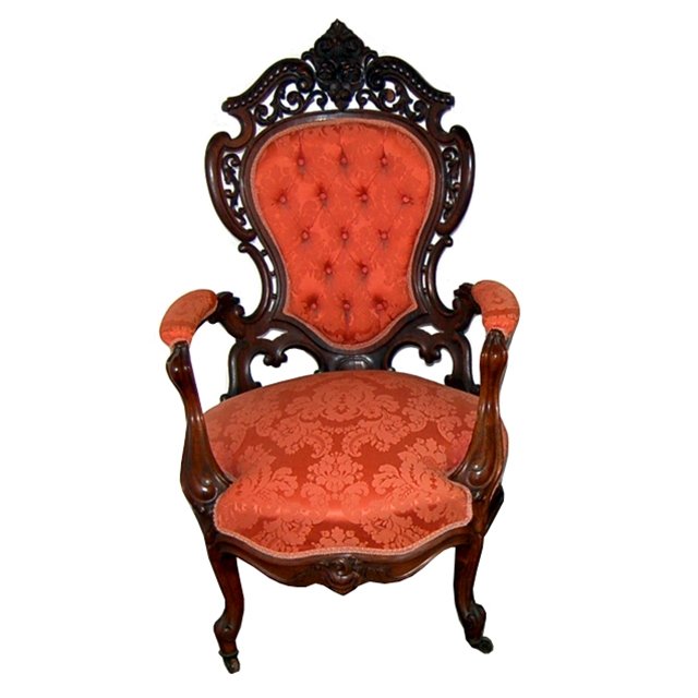 7198 19th C. American Rococo Armchair by J.W. Meeks (1 of 2)