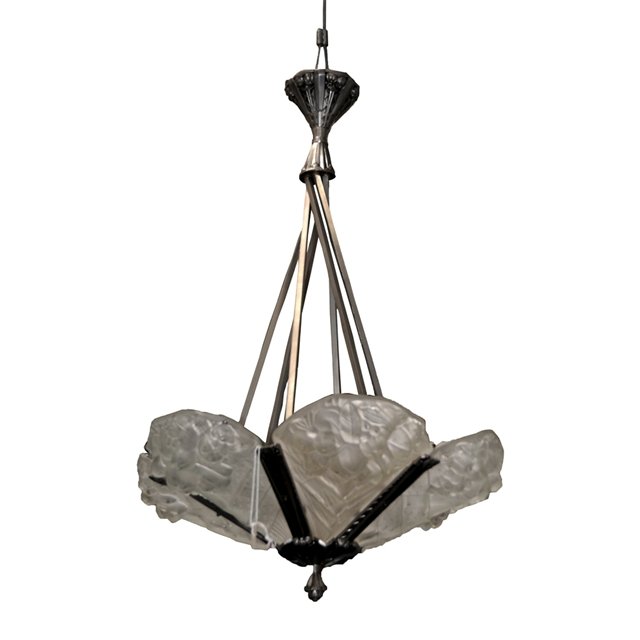 6819 Art Deco Light by Jean Noverdy, c.1920 (1 of 7)