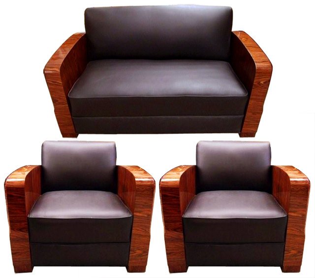 7057 Three-Piece French Art Deco Parlor Set c. 1930 (1 of 2)