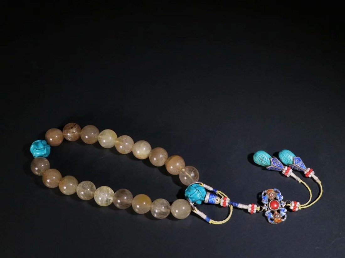 19TH C CHINESE CRYSTAL PRAYER BEADS BRACELET (1 of 9)