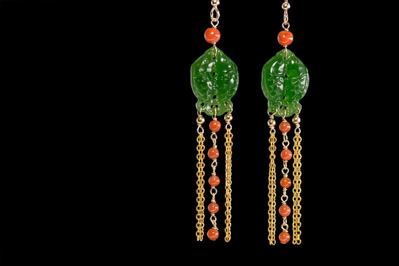 14K Gold Hetian Jade Earrings (1 of 7)
