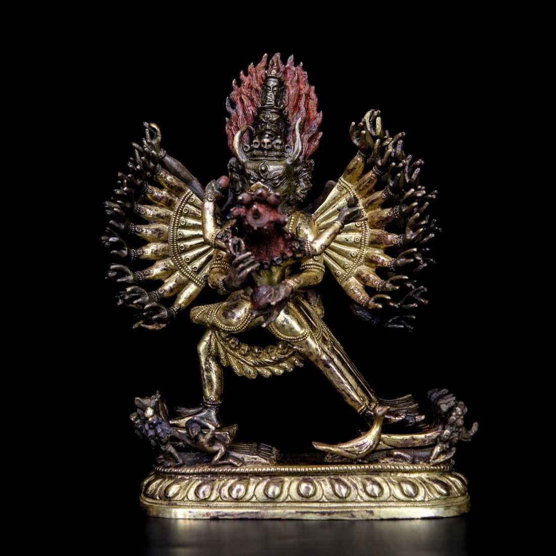 18th century Sino-Tibetan gilt bronze sculpture (1 of 9)