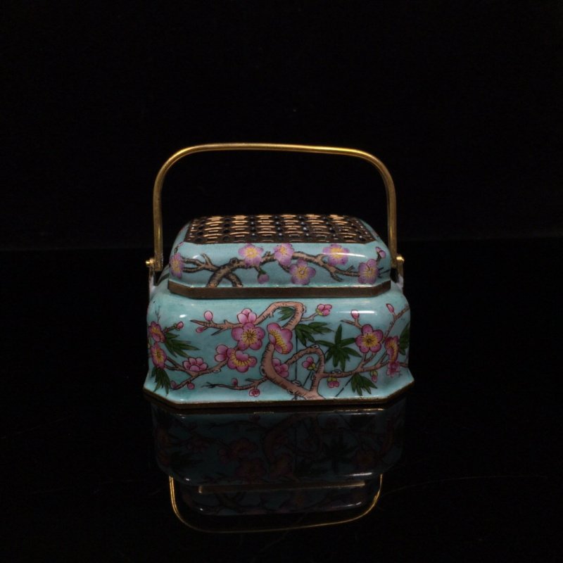 Pure copper cloisonne bamboo plum incense burner (1 of 9)