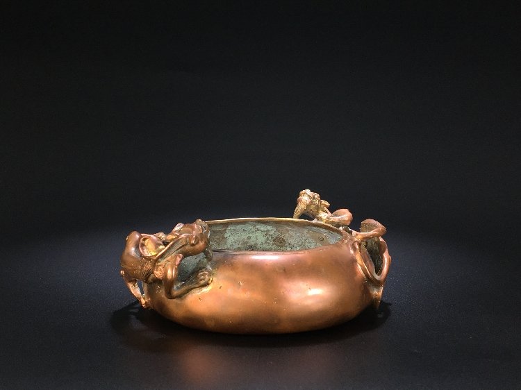 Double dragon copper incense burner (1 of 10)