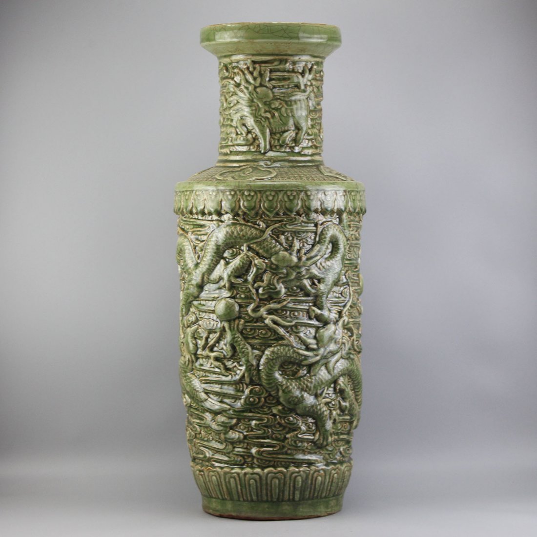 Qing Dynasty carved dragon porcelain bottle (1 of 6)