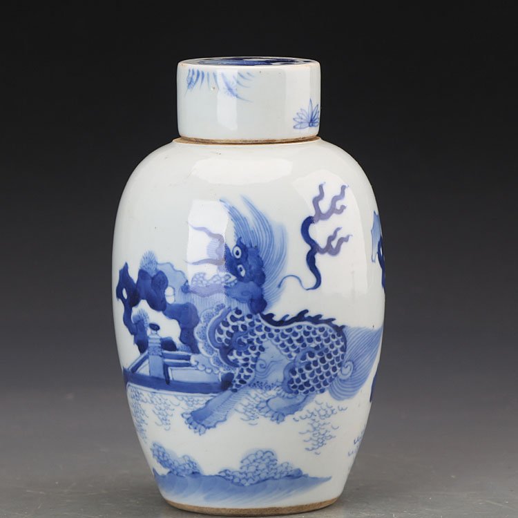 Ming Dynasty Blue and White Unicorn Pattern Cans (1 of 9)