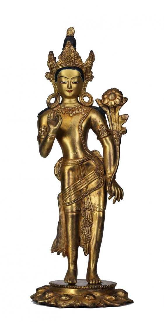 Tibetan Buddhism Guanyin gilded bronze Buddha (1 of 5)