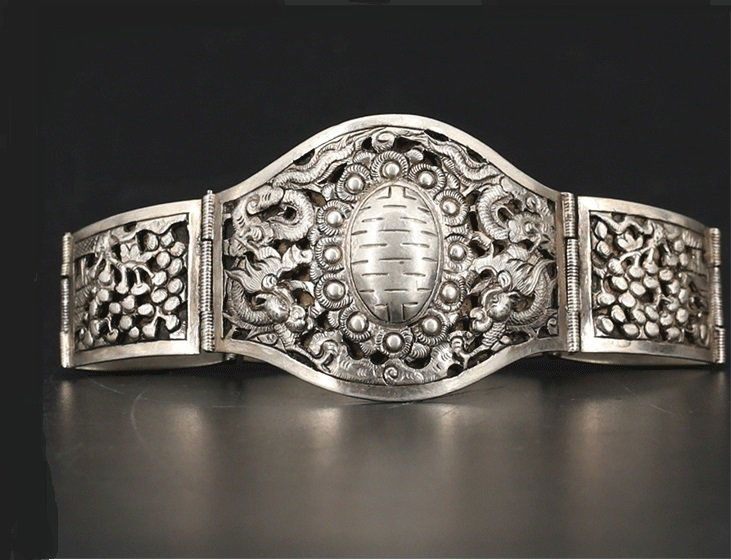 Qing Dynasty Silver Dragon Bracelet (1 of 7)
