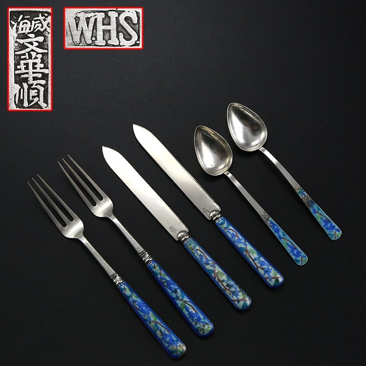 Pure Silver Cloisonne Tableware of Qing Dynasty: Pure Silver Cloisonne Tableware of Qing Dynasty Origin: China Years: Late Qing Dynasty and Early Republic of China Silver Tower: Weihai Wenhua Shun Marking: WHS, Wenhua Shun, Weihai