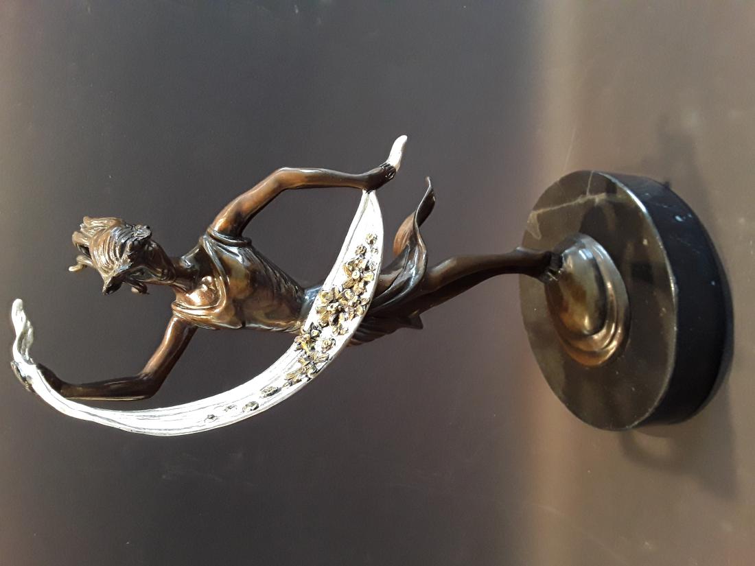 Thomas McKnight Bronze Sculpture: Bronze sculpture with white gold leaf. Foundry stamp and signature in sculpture and numbered 81/250. Circa 1985