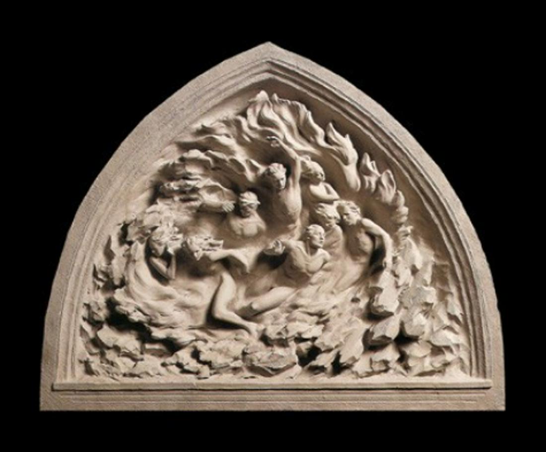 Frederick Hart - Ex Nihilo Maquette Cast Marble: The clay for Ex Nihilo Maquette was the basis for the front timpanum of the Washington National Cathedral. As a young stone carver working on the cathedral, Frederick Hart won the competition that set