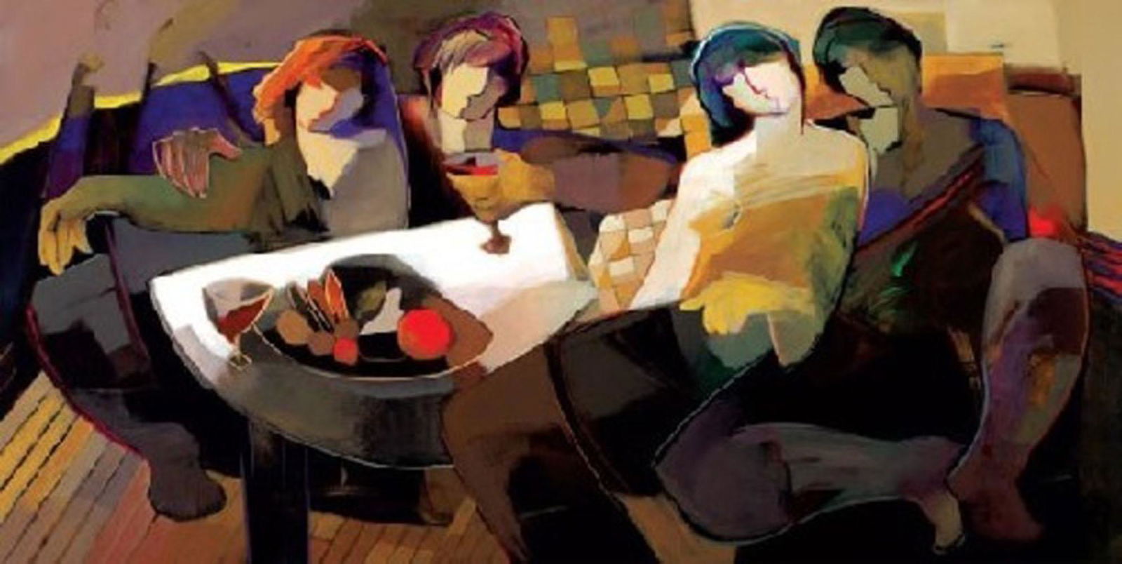 Hessam Abrishami - Splendid Evening (295/67): Hessam's trademark use of color and abstracted figures are instantly recognizable in this lovely limited edition on canvas that is signed and numbered by the artist.