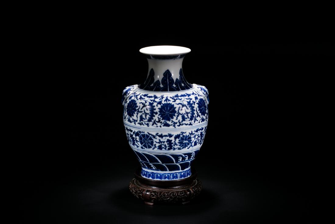 Marked Blue And White 'Lotus' Vase (1 of 5)