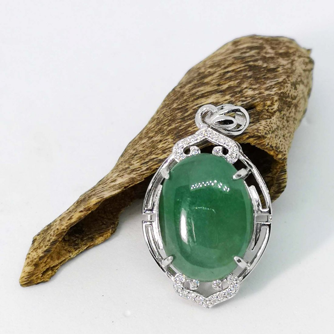 A Fine Untreated Burmese Icy Green Jadeite Pendant (1 of 1)