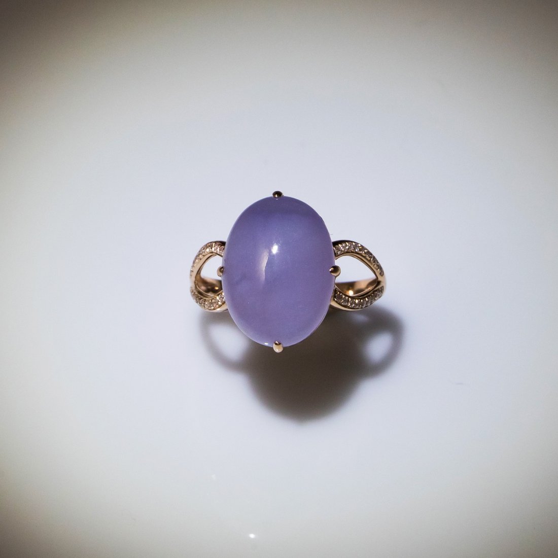 18K Gold Untreated Burma Icy-lavender Jadeite Ring (1 of 1)