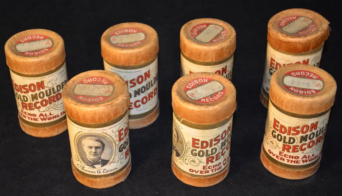 Lot of Edison Gold Moulded phonograph records: Lot includes 7 records and 1 is empty just case.