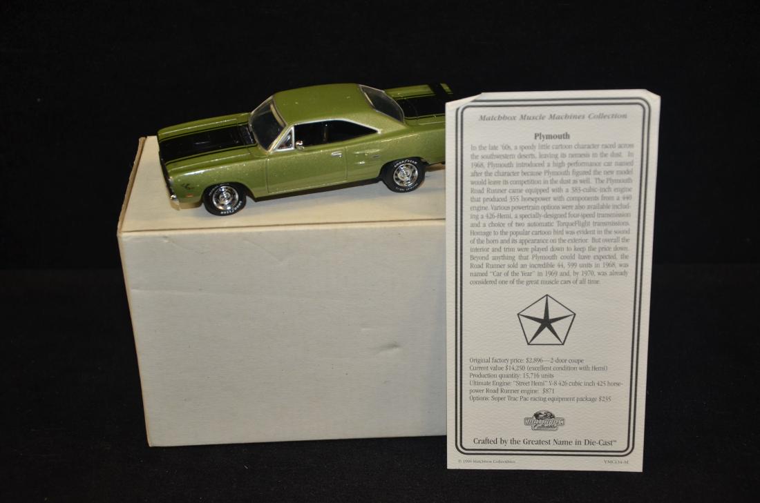 Matchbox Diecast - Plymouth road runner: Up for auction is a Plymouth road runner Match box collectible die cast with the original box and paperwork.