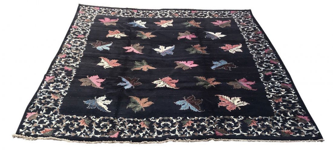 Old Persian  Nain Black Wool  Rug Carpet 9'7" x 12'5" (1 of 5)