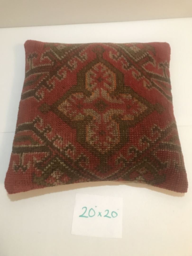 Wool Carpet Rug Pillow  20" x 20" Square (1 of 5)