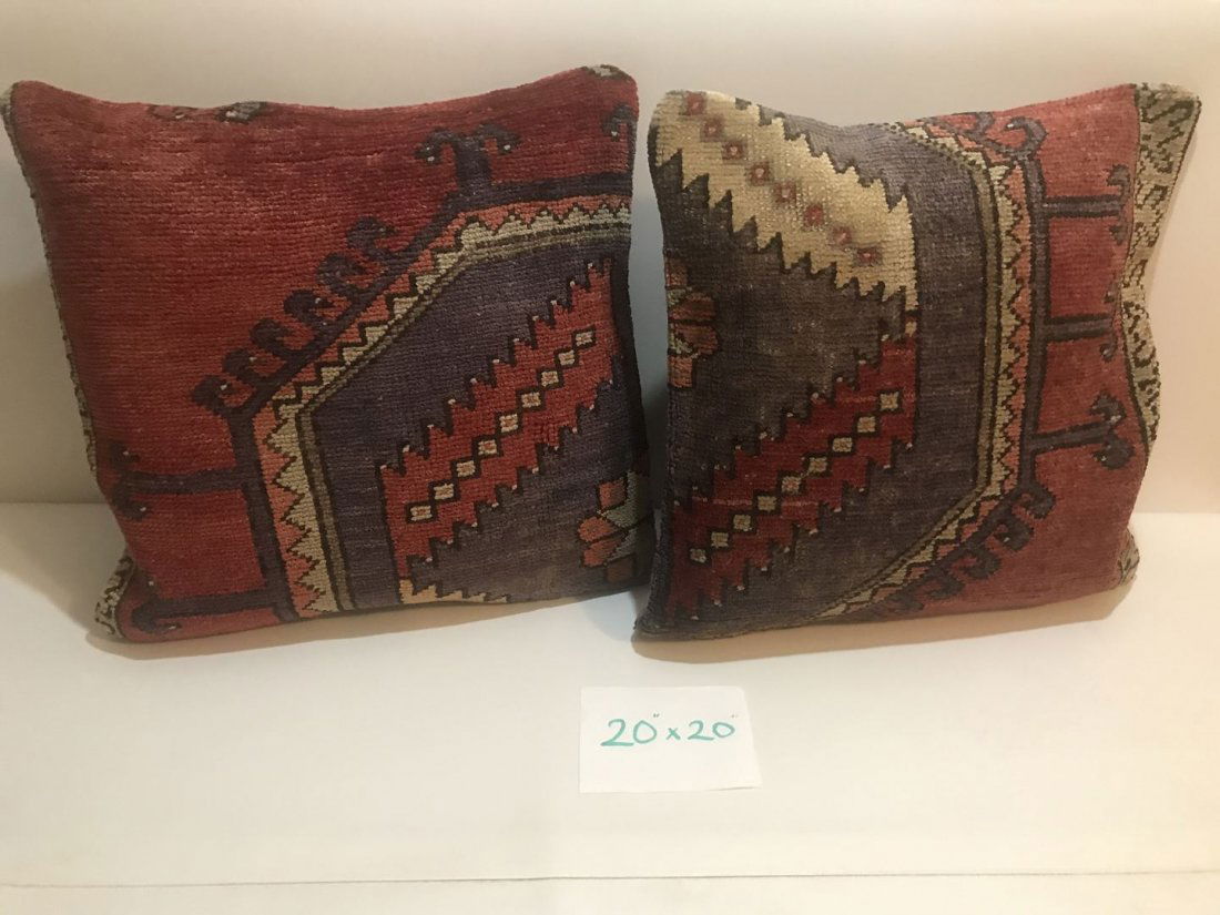 Wool Carpet Rug Pillow  20" x 20" Square (Each) (1 of 5)