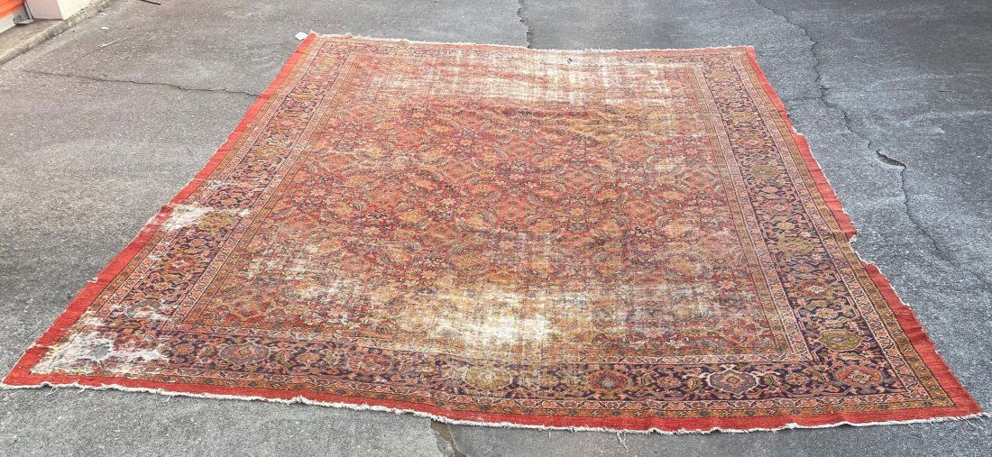 Antique Persian Large Rug 9'4 x 11: This is an Antique Persian Rug. This auction including antique rugs, vintage rugs, oriental rugs and flatweave kilims from all major weaving countries. The collection includes handmade beautiful carpe
