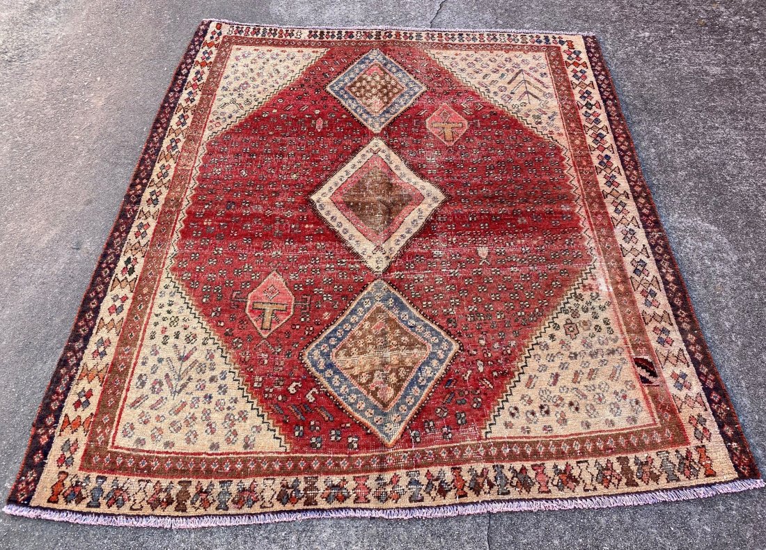 Vintage Persian Square Rug 5'2 x 5'10: This is a Vintage Persian Rug. This auction including antique rugs, vintage rugs, oriental rugs and flatweave kilims from all major weaving countries. The collection includes handmade beautiful carpet