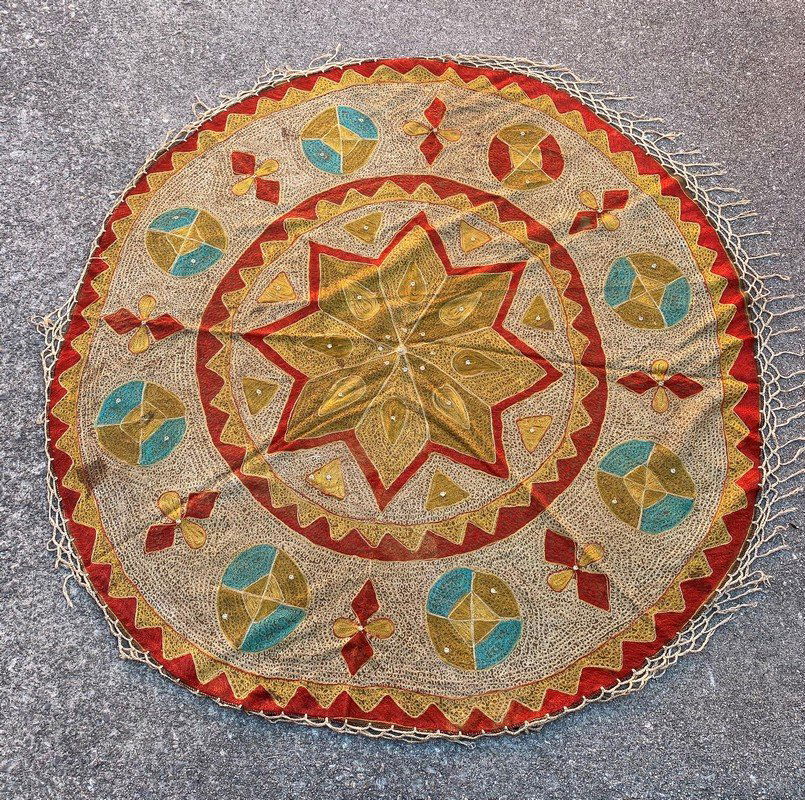 Uzbek Table Cloth Old Round 4'3" (1 of 4)