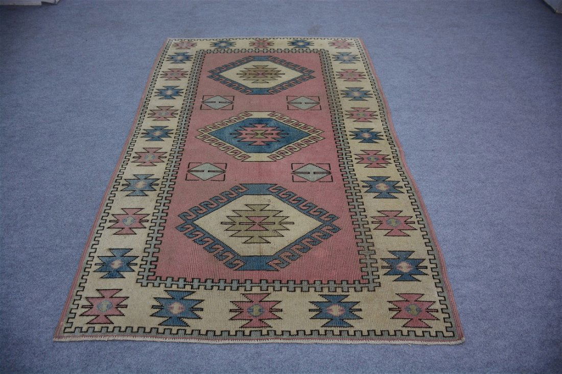 Vintage Turkish Balikesir Kars Wool Rug 3'8" x 6'2" (1 of 6)