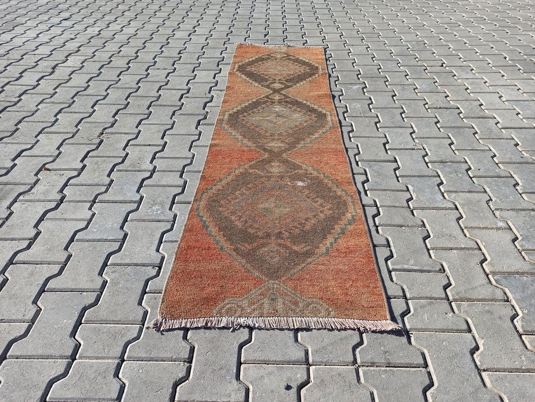 Old Turkish Runner Wool Rug 1'10" x 7'6" (1 of 5)