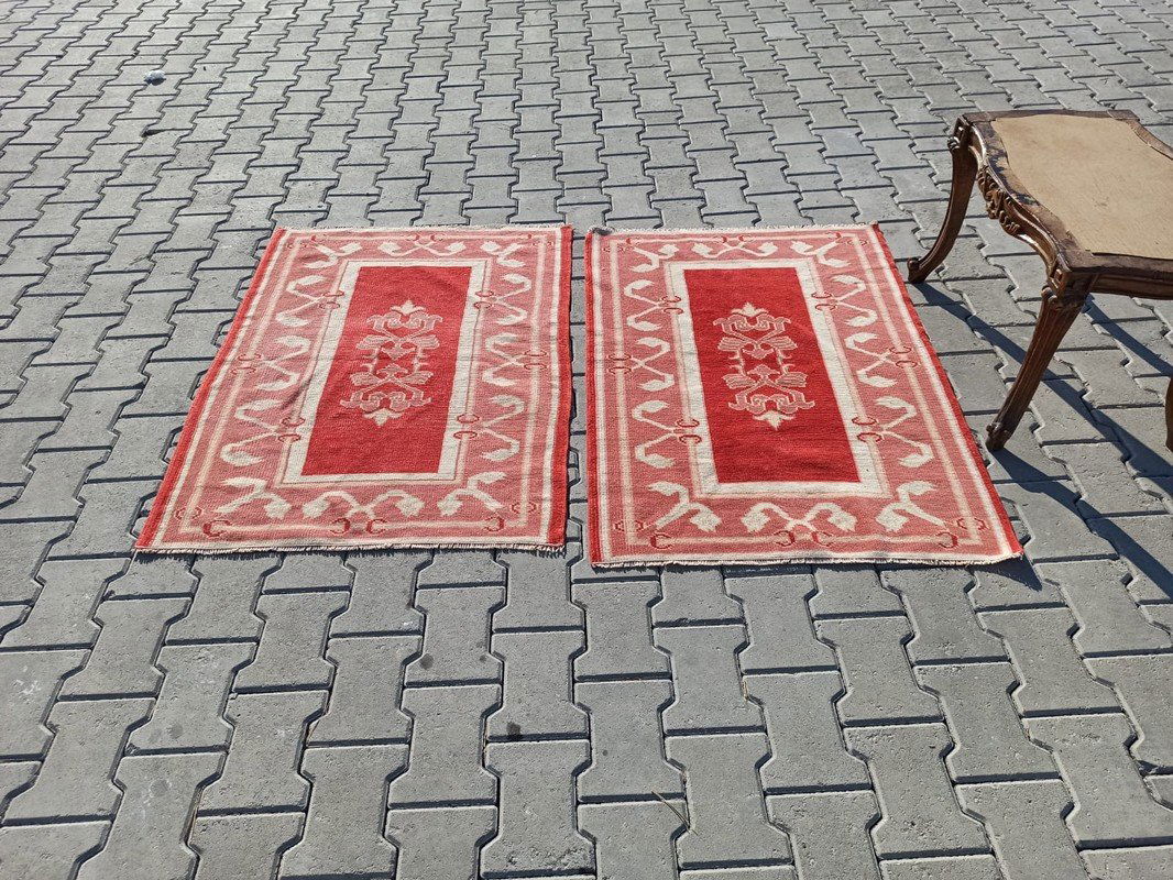 Turkish Two Vintage Oushak Rugs - Both 2'7" 3'9" (1 of 7)