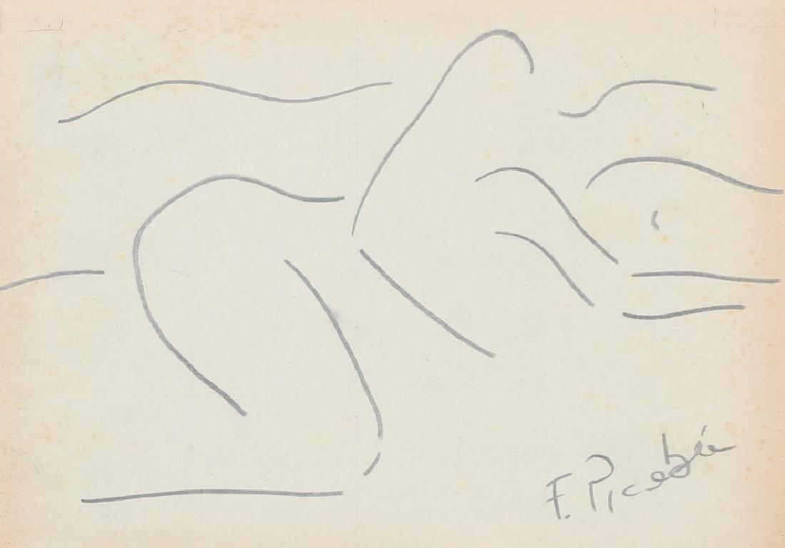 After Francis Picabia French (1879-1953) Graphite: Featuring reclining nude abstract - Attributes: Signed in lower right. After Francis Picabia - Media: Graphite on paper - Dimensions metric: 20.5 by 14.5 cm - Dimensions imperial: 8 by 5 3/4 inches - 