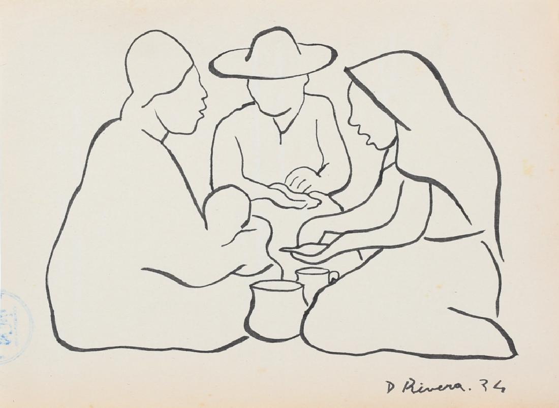 After Diego Rivera Mexican (1886-1957) Ink on Paper (1 of 7)