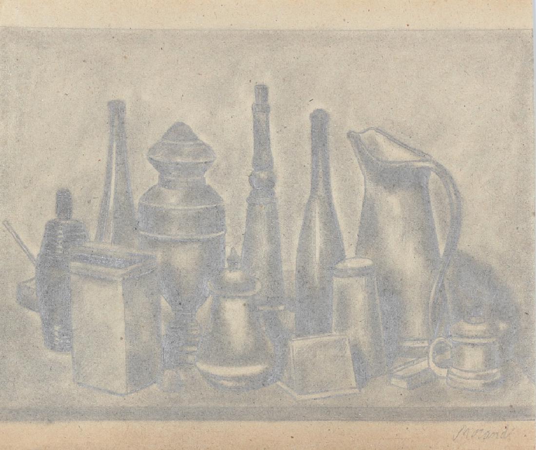 After Giorgio Morandi Italian (1890-1964) Charcoal: Featuring still life - Attributes: Signed on lower right. After Giorgio Morandi - Media: Charcoal on paper - Dimensions metric: 24.4 by 20.6 cm - Dimensions imperial: 9 1/2 by 8 inches - Artist biogra