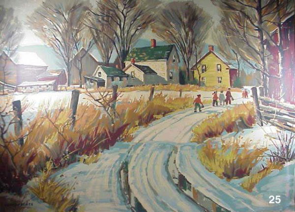 THOMAS (TOM) ROBERTS RCA, OSA (1909 -1998): Children Off to School Framed and matted Sampson Matthews serigraph 29.5 x 39.5 in (73.7 x 99 cm) (f=33 x 43 x 2 in)