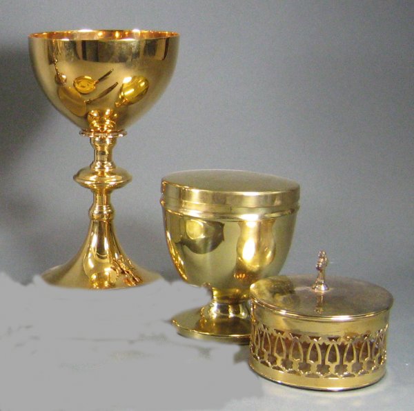1272 TRIO CATHOLIC ALTAR ITEMS