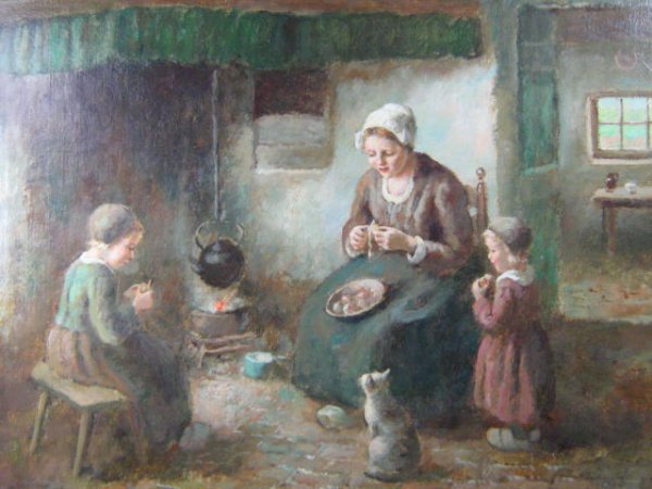 Cornelius Bouter Peeling Apples Oil Painting