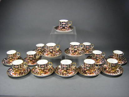 Royal Crown Derby Imari Espresso Cups: Fine Royal Crown Derby "Imari" pattern china includes 14 x Espresso cups (2 1/8"h) and 4 1/2" saucers. Good condition.