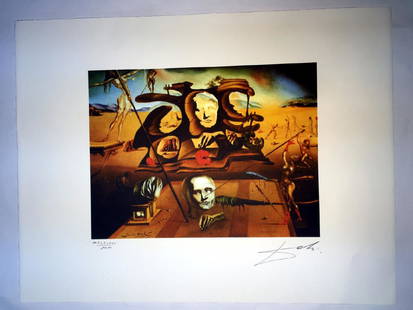 Salvador Dali (after): - Salvador Dali-Lithograph Roman numerals -Approximate dimensions of 50x65 cm sheet-4 sided sheet weight between 200/250-Watermark on paper BFK Rives France infinite-signed with pencil-Catalog on Salv