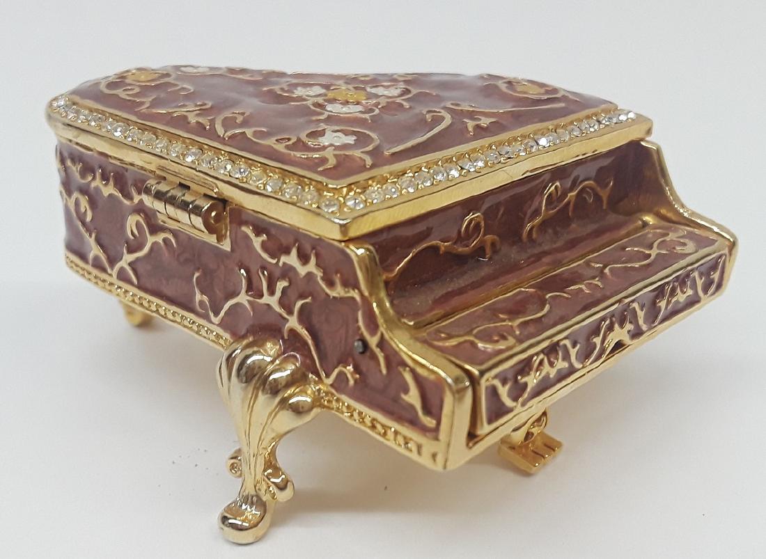 Enamel & Rhinestone Piano Trinket Box: Opens and closes as it should. Designer's name inside Piano. Great Condition