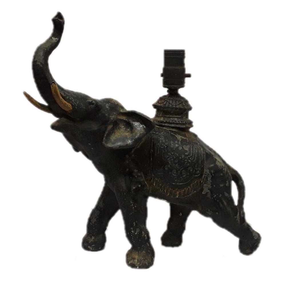 Rare L.V. Aronson Art Deco Elephant Lamp: Spelter Bronze, Great Patina, 13.75" Tall x 13" in Length