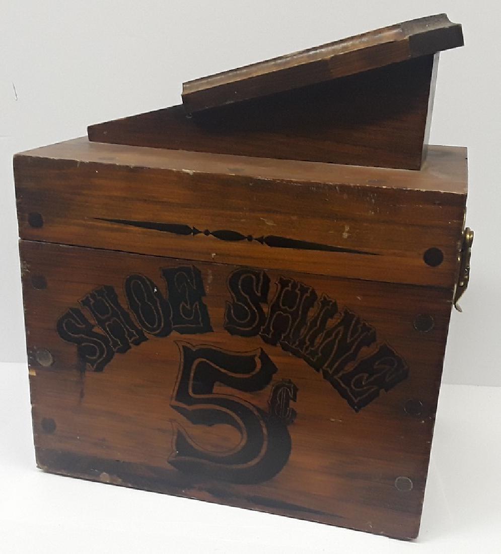 Vintage 5 Cent Shoe Shine Wood Box: Very Cool Piece! Some Items still in box!