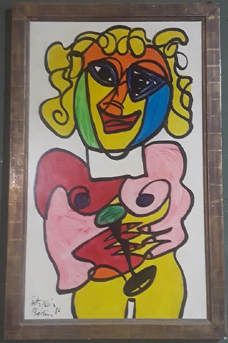 Large Vintage Peter Keil Original Painting: Frame Measures 55.5" x 35", Large Piece!