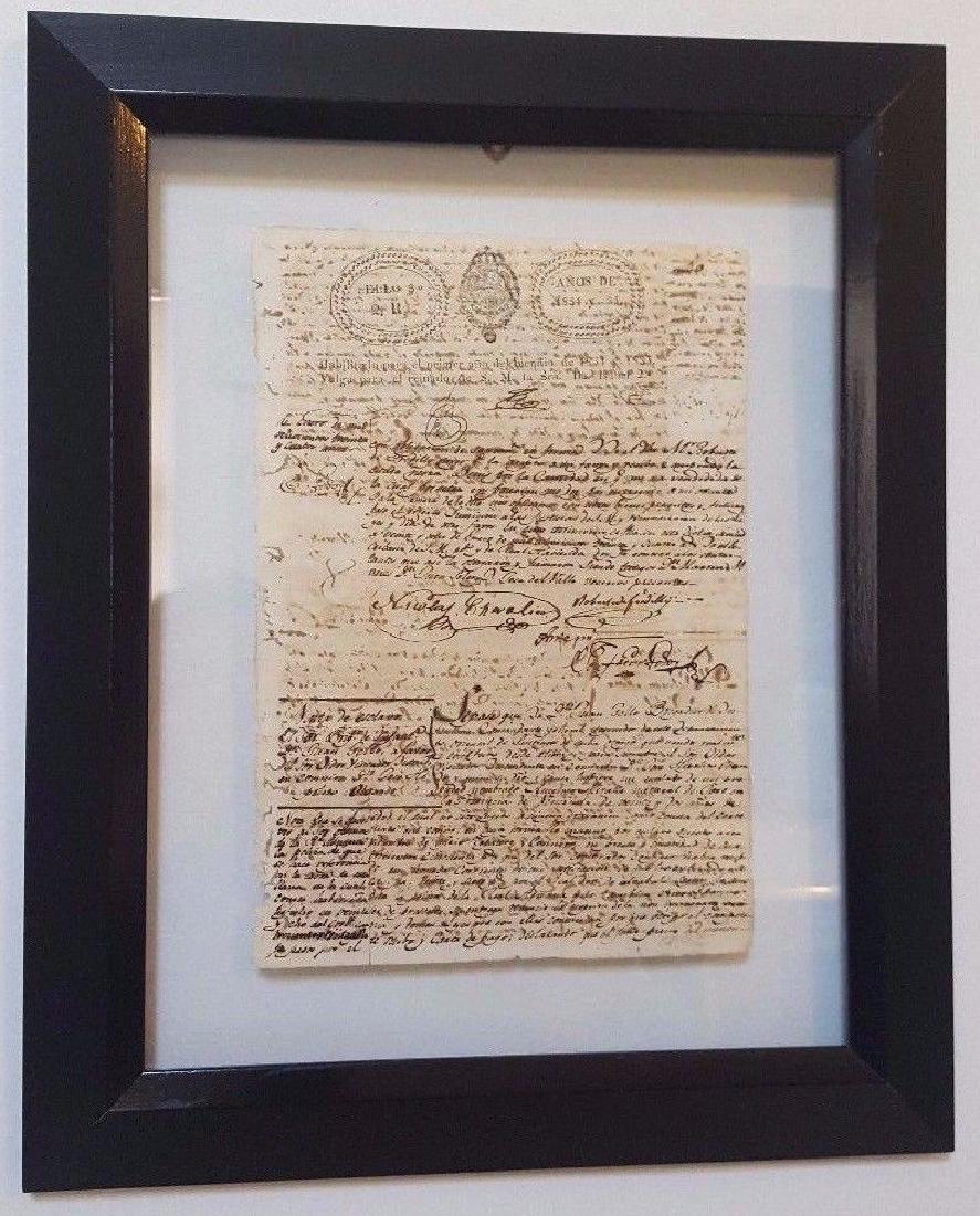 Antique 1834 Cuban Slave Liberation Document: Cuba, 1834. Folio. Single sheet. Minor worming, offsetting. Very good. A very intriguing document, bearing official stamps, documenting the sale or liberation of various slaves in 1834/35. The slaves 