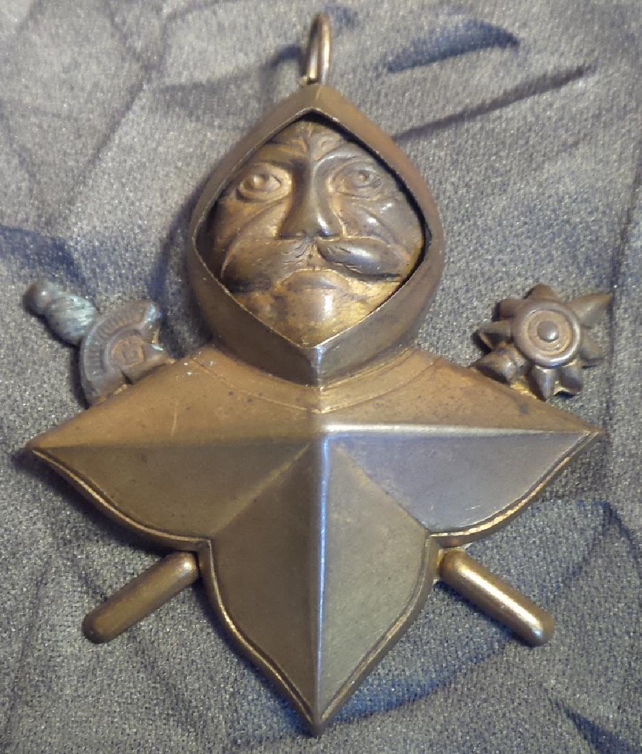 Mysterious Antique Brass Mason Pendant: Mysterious Antique Brass Mason Pendant