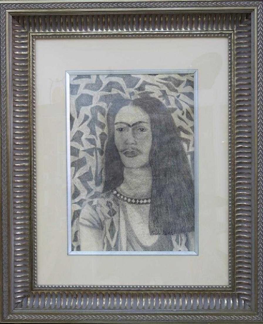 Frida Kahlo Mixed Media Drawing Portrait Mexican (1 of 3)